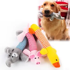 Nuevo lindo perro mascota gato de peluche de Squeak de sonido perro juguetes de lana de durabilidad masticar juguete para todos los animales elefante pato cerdo