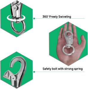 Bull Snap <span class=keywords><strong>Hook</strong></span>ステンレススチールシングルエンドスプリングフック犬の鎖のキーチェーン - Product Image 5