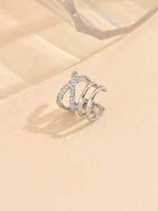 Mode Vintage nouveau Zircon en forme de C boucles d'oreilles en argent ensemble boucles d'oreilles non perçantes ensemble pour les anniversaires de bijoux de mode à la mode - Product Image 5