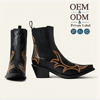 Bottines en cuir noires pour femmes, style western cowboy/cowgirl, CHENO OEM ODM.