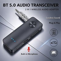 Adaptateur audio sans fil BT 2-en-1 TX RX, émetteur-récepteur AUX 3,5 mm avec micro intégré pour voiture, téléviseur, casque, haut-parleur