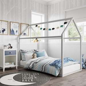 Lit en bois de pin massif pour enfants Meubles de chambre à coucher de style antique sans barrières pour ferme et salon modernes - Product Image 1