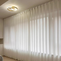 Cortina Translúcida con Rayas Verticales Blancas Personalizada de Fábrica, Cortina de Voile con Textura Plisada que Filtra la Luz para Decoración de Ventanas del Hogar