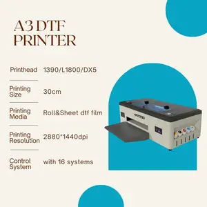 Sıcak satış dijital mürekkep püskürtmeli yazıcılar DTF A3 Pet Film Dtf L1800 1390 yazıcı için tişört baskı makinesi ev kullanımı