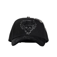Topi Dandi Kustom 5 Buah, Bahan Katun Dobby Premium, Topi Baseball, Aksen Kulit Dengan Grafik Huruf