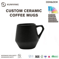 Tasse à café en céramique noire à facettes géométriques, tasse à thé en porcelaine en forme de diamant, logo personnalisé, vaisselle moderne pour la maison et le bureau, vente en gros