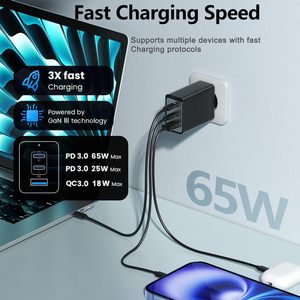 HYTO-<span class=keywords><strong>Cargador</strong></span> USB C de 3 puertos, fuente de alimentación de 65W, PPS, <span class=keywords><strong>cargador</strong></span> rápido, PD + QC, <span class=keywords><strong>para</strong></span> Samsung, <span class=keywords><strong>Mac</strong></span> Book, iPhone 16, 17 - Product Image 2