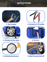 Compresseur d'air portable 12V pour pneus de voiture, robuste, de qualité supérieure, en métal, à double cylindre, pompe de gonflage automatique avec manomètre