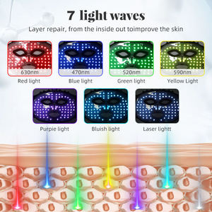 Masque facial LED à 7 couleurs, thérapie par la lumière, masque en silicone portable à lumière rouge, 80 LED, batterie intégrée, raffermissement de la peau - Product Image 3