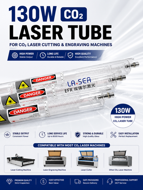 130W CO2 Laser Tube for Laser Cutting and Engraving Machine