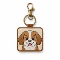 Porte-clés en tissu chenille brodé avec motif de chien 3D, design fleur/lettre - Cadeau personnalisé pour la décoration de collier d'animal de compagnie ou de sac à dos
