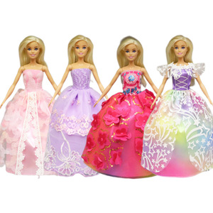 Quần áo búp bê công chúa hoạt hình, đồ chơi giả vờ, váy cưới làm bằng tre cho bé gái chơi giả vờ, phụ kiện nhà búp bê ngoại nhập - Product Image 1