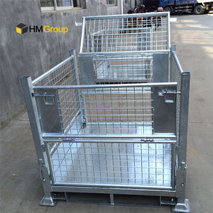 Ağır taşıma istiflenebilir depolama katlanabilir galvanizli <span class=keywords><strong>Metal</strong></span> çelik büyük Stillage kafes - Product Image 3