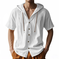 RUIQUWIN 2025 été hommes à séchage rapide T-shirts à manches courtes avec sweats à capuche légers respirant boutonné chemise vestes