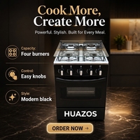 Four à gaz LG de qualité HUAZOS, vente chaude, prix direct usine, 4 brûleurs, économie d'énergie, chaleur directe, cuisinière à gaz à ouverture frontale avec four