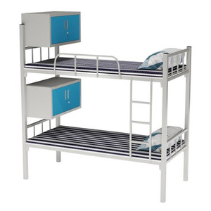 Nhà sản xuất bán buôn 2-Tier sắt giường tầng với đính kèm lưu trữ tủ tiết kiệm không gian ký túc xá đồ nội thất cho các trường học/căn hộ - Product Image 1