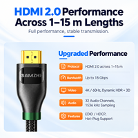 Câble HDMI 2.0 SAMZHE 4K60Hz HDR haute vitesse plaqué or, tressé en nylon, blindé 4 couches, mâle-mâle pour TV, moniteur, ordinateur portable