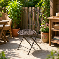 Chaise pliante décorative vintage en métal, chaise de loisirs en fer forgé thermolaqué pour usage extérieur, patio, jardin, bistrot