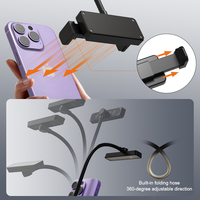 Lampe d'appoint compacte pour téléphone, rechargeable Type-C, 5 niveaux de luminosité réglables, col flexible rotatif à 360°, idéale pour Vlog, diffusion en direct et photographie macro.