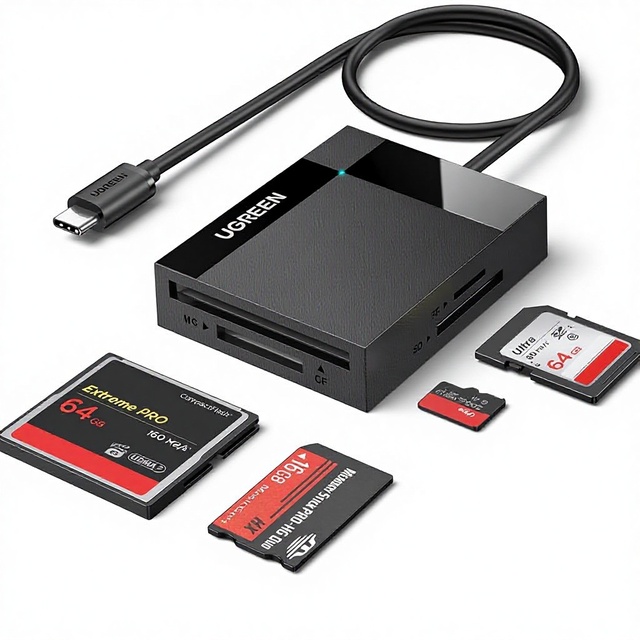 UGREEN USB-C 4-in-1 SD/microSD/CF/MS Card Reader-External Adapter for iPhone 15 MacBook iPad & Trail Cameras
