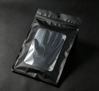 Prix d'usine, sac en plastique imprimé sur mesure à trois soudures latérales avec fenêtre transparente pour gants de sport noirs