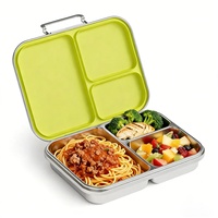 Boîte à lunch en acier inoxydable Bentobox, 3 compartiments, Lonchera, anti-fuite, 304, boîte de rangement alimentaire en métal isolée pour adultes et enfants