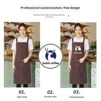 Tablier sans manches en toile imperméable pour serveur de restaurant, vêtements de travail avec logo imprimé, plusieurs poches, grande taille, vente en gros transfrontalière