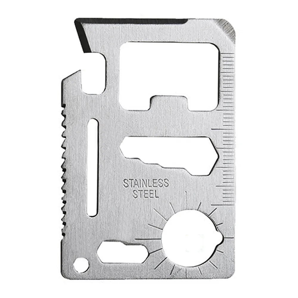 Camping Outdoor Custom Logo 11 in 1 Stainless Steel portable bottle opener Survival Credit Multi Tool Card