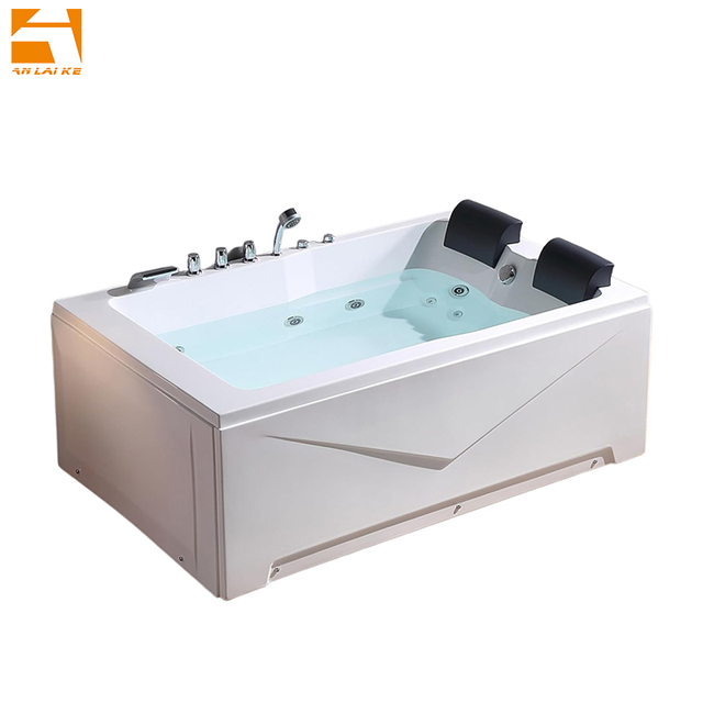 White Whirlpool Bathtub for Couple 2 Person Jetted Bathtub with Shower Bathroom Hydromassage Jacuzzies 1800mm Luxury Indoor Spa