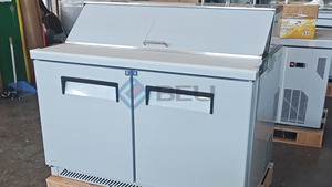 2 puertas 48 "estilo americano Mostrador de ensaladas refrigerador camión de comida mesa de pizza mesa de preparación refrigerador - Product Image 2