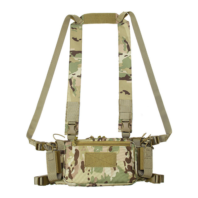 "Tactical MOLLE Chest Rig Vest Modular Plate Carrier for Combat/Hunting/Paintball Adjustable Mag Holder System with Mag Pouches