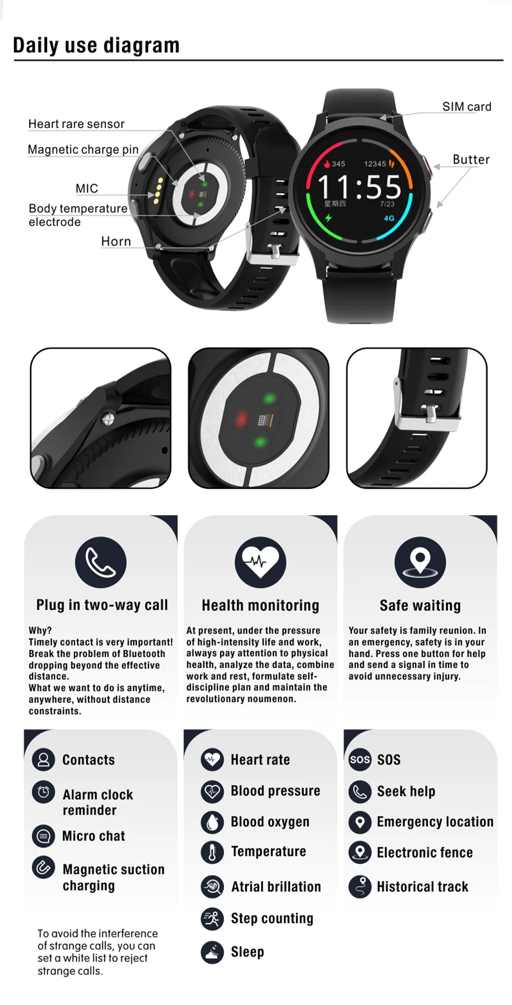 4G Gps Smartwatch Voor Ouderen VL18 Anti-Val Gps Wifi Tracking Valdetectie Alarm Sos Bellen Oudere Wearable Alarm Horloge