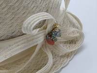 Sombrero Cloche de Poliéster Tejido Elegante Personalizado para Mujer con Lazo de Malla con Cuentas, Estilo Vintage, para Fiesta, Boda, Aire Libre