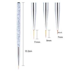 Ensemble de pinceaux liner en nylon 7mm 9mm 11mm avec manche en plastique pour nail art, stylos de dessin pour peinture gel et décoration de manucure - Product Image 4