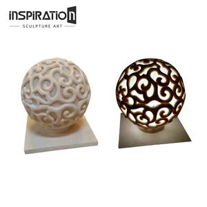 INSpiration art sculpture produttore <span class=keywords><strong>lampada</strong></span> da giardino gate post round light lampade a sfera da giardino in arenaria artificiale - Product Image 6