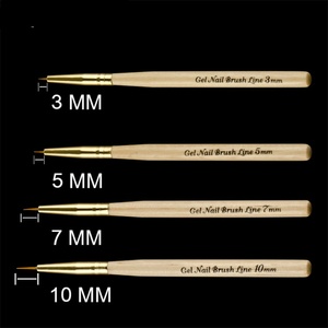 Pinceau liner en nylon pour nail art, tête plate longue, manche en bois, pour gel de photothérapie, dessin de lignes, peinture florale, manucure - Product Image 3