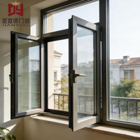 Fenêtre à battant en aluminium à double vitrage thermique insonorisé, pont thermique brisé, verre trempé teinté, design moderne