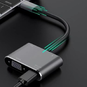 Type <b>C</b> To Vga Hmdi Adapter 4Kx2K Splitter <b>Hub</b> For Laptop Monitor Extension - Product Image 1