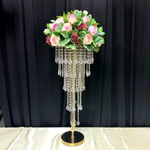 Moderno alto oro/plata Metal flor soporte florero acrílico cristal cadenas alta calidad elegante boda MESA CENTRO DE MESA fiesta - Product Image 3
