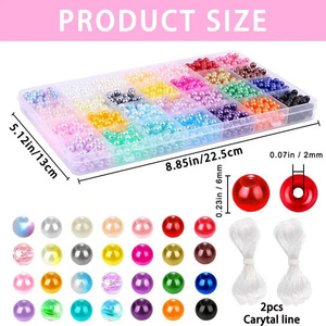 DIY Jewelry Set 6mm ABS Pearl <b>Beads</b> 28 Colors Round Loose <b>Beads</b> Bracelet Making Materials For Kids Craft Toys - Product Image 3