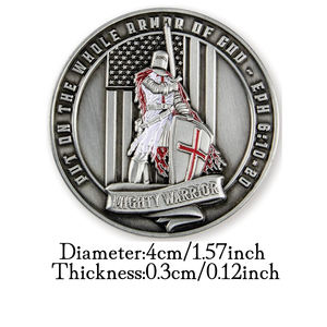 Armure complète de Dieu Challenge Coins Bronze Plaqué Be Strong In The Lord Templar Knight Souvenir Coin Creative Gift - Product Image 2