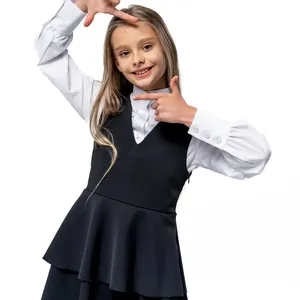 गर्ल ड्रेस स्प्रिंग सॉलिड टियर ड्रेस आरामदायक 4-15 साल की ऑटम ब्लैक स्कर्ट स्कूल स्टूडेंट