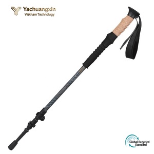 Bâton de randonnée pliable en fibre de carbone, 3 sections réglables, verrouillage rapide, poignée en liège, embout en caoutchouc, design minimaliste - Product Image 6