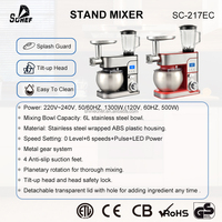 Robot Pâtissier Électrique Professionnel 6.5 QT avec Écran LCD, Tête Inclinable, Mélangeur et Hachoir à Viande 5 en 1, Batteur Sur Socle 16 Quart