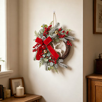 Couronne de Noël transfrontalière nouvelle collection, fleurs artificielles en plastique à suspendre à la porte, style européen et américain, vente chaude