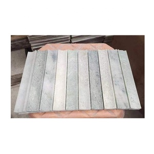 Carreaux muraux concaves et rainurés en marbre vert clair, mosaïque murale en marbre vert avec éclaboussures noires - Product Image 2