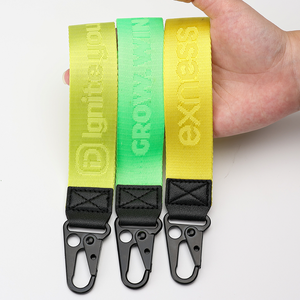 高級カスタムロゴ厚いヘビーデューティカラビナー織りショートリストランヤードエンボスカードジャカードナイロンキーホルダー - Product Image 5