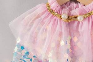 Robe de princesse élégante à sequins pour filles, avec cape de sirène, pour fête d'anniversaire d'enfants, châle inclus - Product Image 3