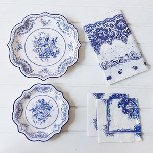 Platos <span class=keywords><strong>de</strong></span> Papel <span class=keywords><strong>con</strong></span> Diseño Floral - Platos Desechables <span class=keywords><strong>de</strong></span> Porcelana Azul y Blanca, Platos Decorativos para Cena, Suministros para Mesa <span class=keywords><strong>de</strong></span> Fiesta, Decoración <span class=keywords><strong>de</strong></span> Mesa - Product Image 2
