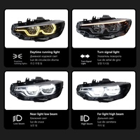 Kit de modernisation des phares HXFG pour BMW Série 4 F32/F36 2013-2020, entièrement LED, couleur jaune et blanc, avec feux de jour Angel Eye et clignotants.
